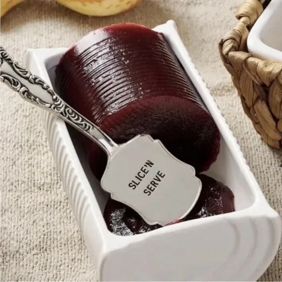 Mud Pie Can-Berry Dish 2 Piece Set Ceramic & Silver Cranberry Turkey Dressing - Picture 7 of 9